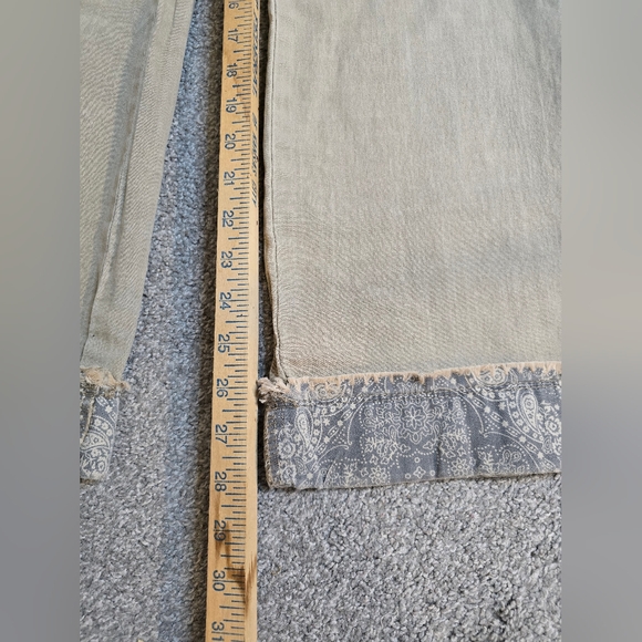 Easel Khaki Wideleg Paisley Cuff Denim 4 Pocket Boho Countryside Chic Coastal - Picture 10 of 10